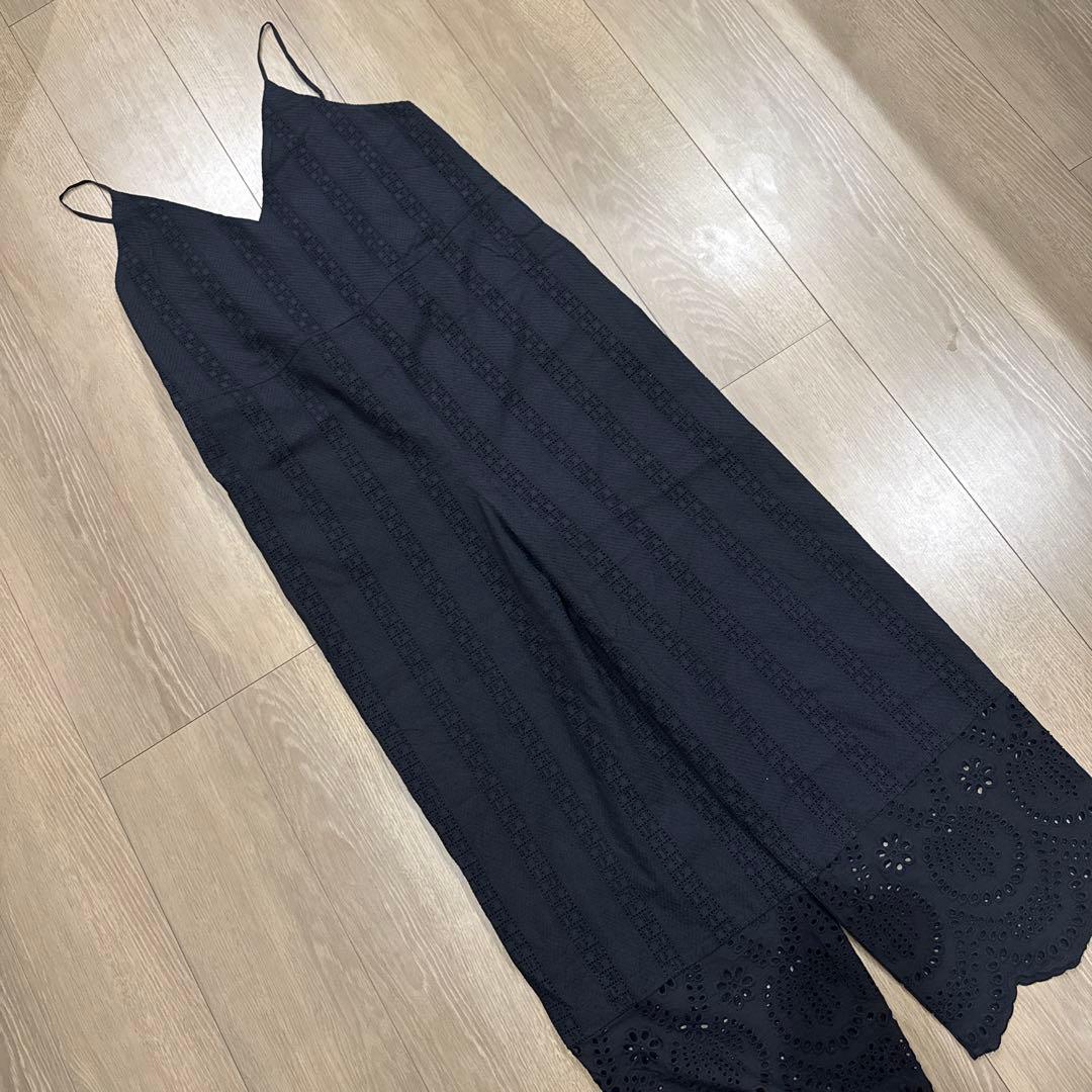 ブラック Vネック オールインワン 38