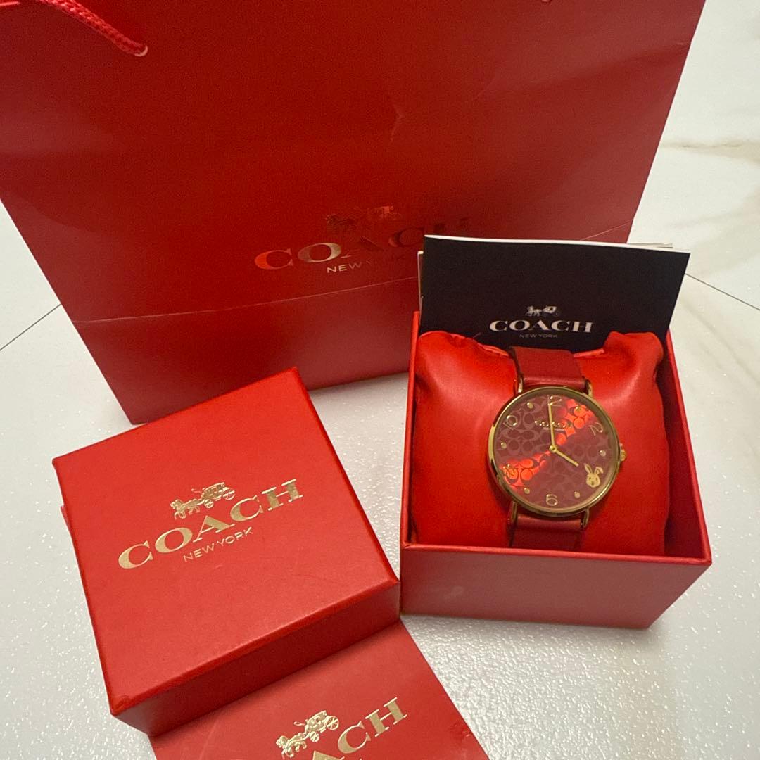 コーチ 腕時計 レディース レッド クオーツ アナログ