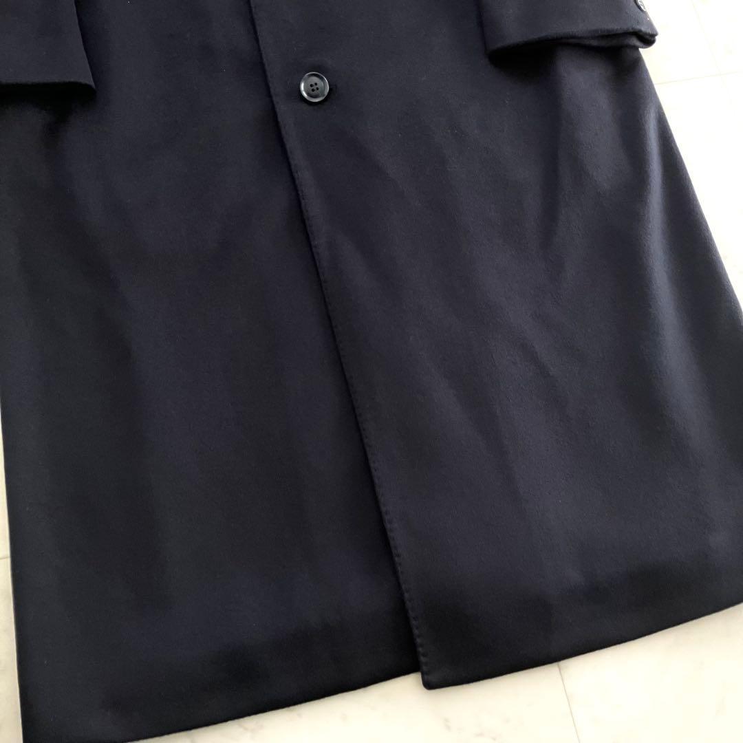 美品 ピュアカシミヤ100% ロングコート 濃紺 2L マキシ丈