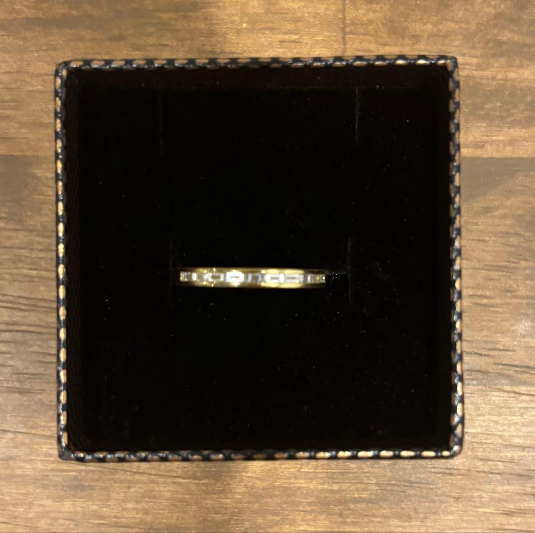 K18 バゲットダイヤ　ハーフエタニティリング