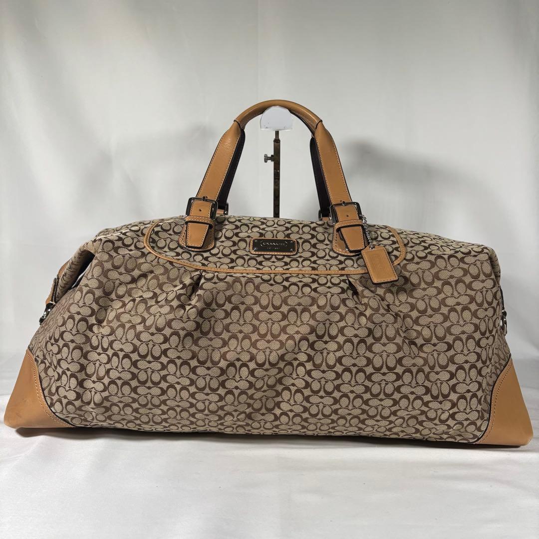 コーチ COACH ボストンバッグ ミニシグネチャー 総柄 キャンバス ブラウン