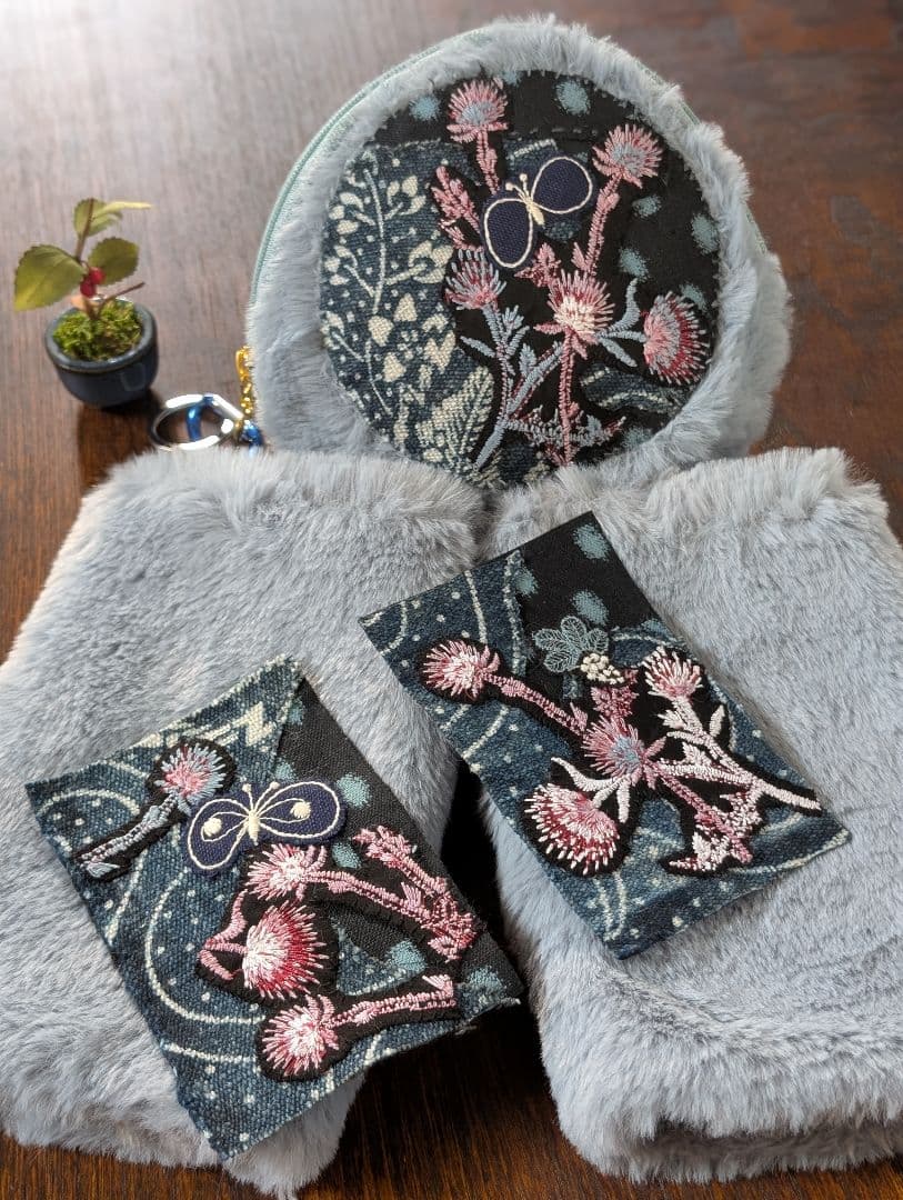 ❇️専用に。古布藍型染《和・ガレ調》PJC　ミナ　アームウォーマー＆ポーチ