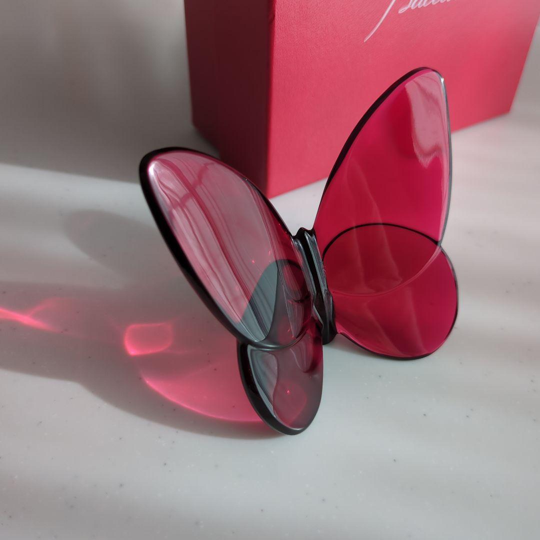 バカラ ラッキーバタフライ パピヨン 赤 レッド 置き物 クリスタル　置き物