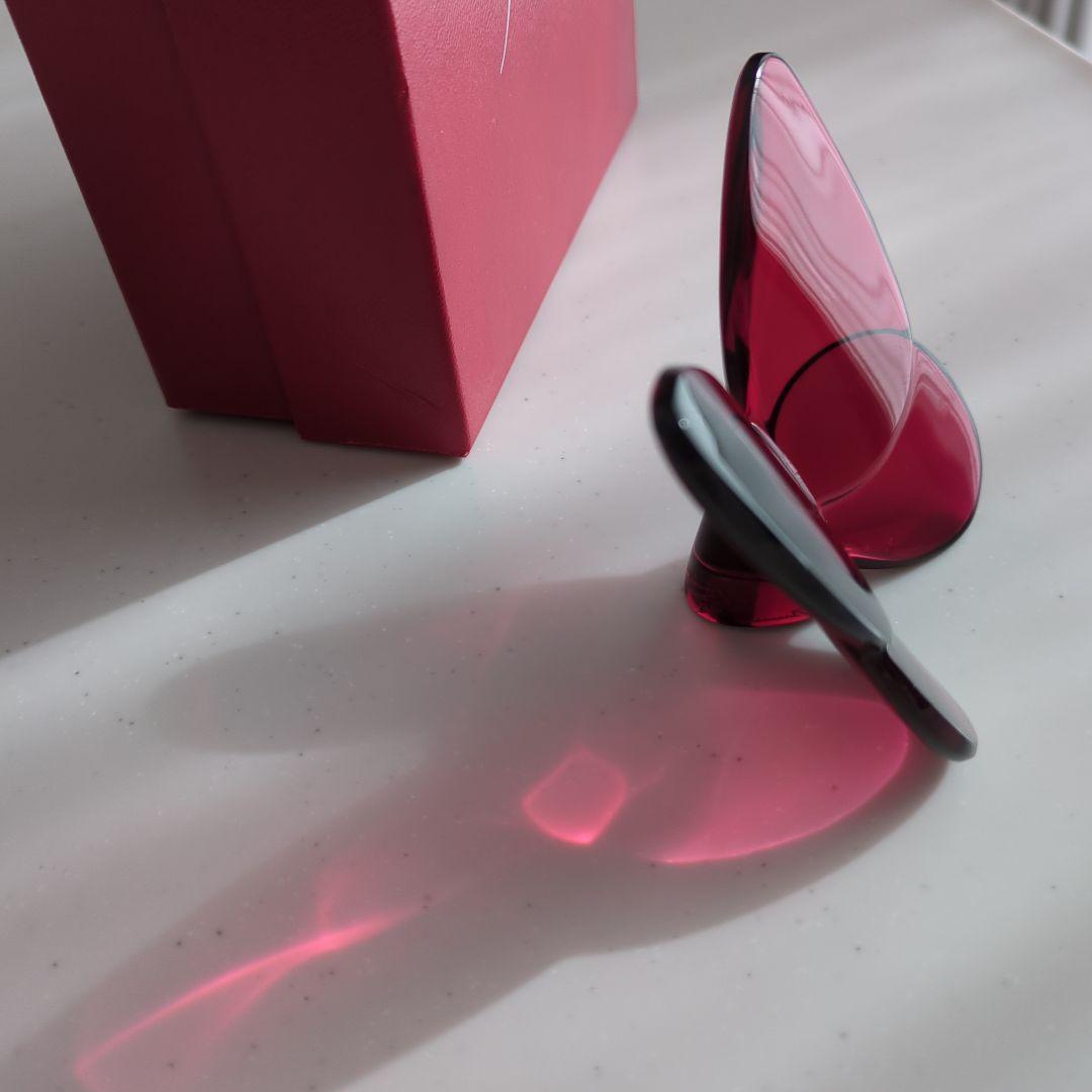 バカラ ラッキーバタフライ パピヨン 赤 レッド 置き物 クリスタル　置き物