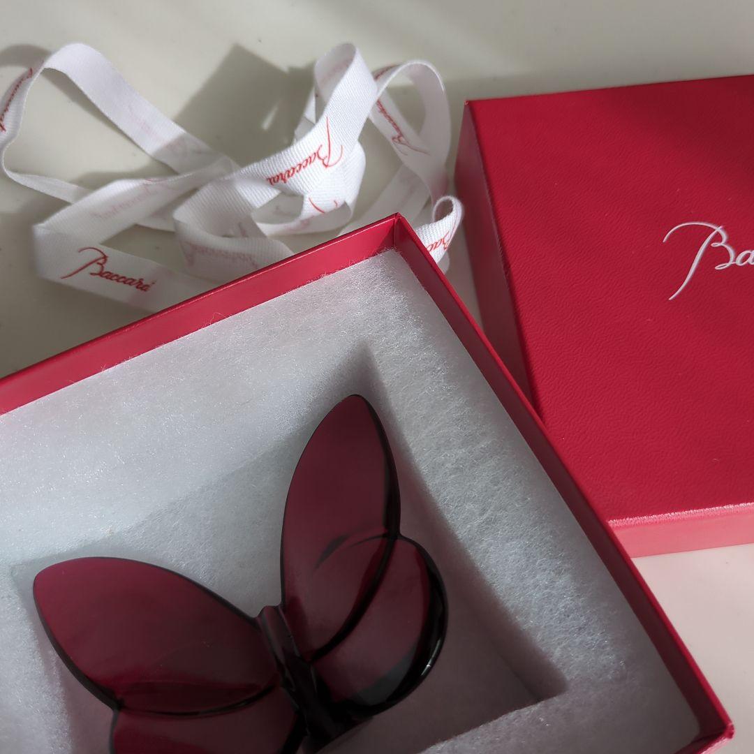 バカラ ラッキーバタフライ パピヨン 赤 レッド 置き物 クリスタル　置き物