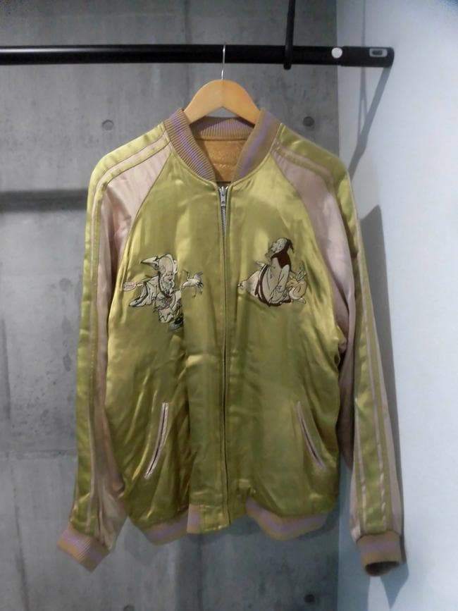 花旅楽団 スクリプト 七福神 刺繍 リバーシブル スカジャン XL 菊 和柄