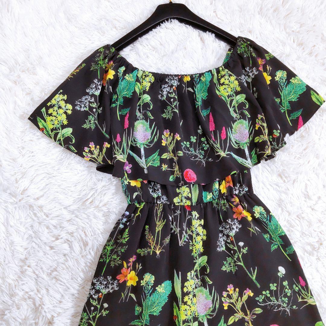 ルルウィルビー スプリングガーデンオールインワン 花柄 黒