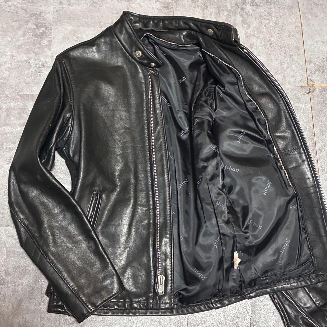 希少　ショット　シングルライダース　レザージャケット　ブラック　レザー　36