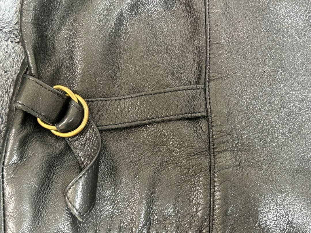 【OH】アニエス・ベー　レディースレザーダブルブレストジャケット