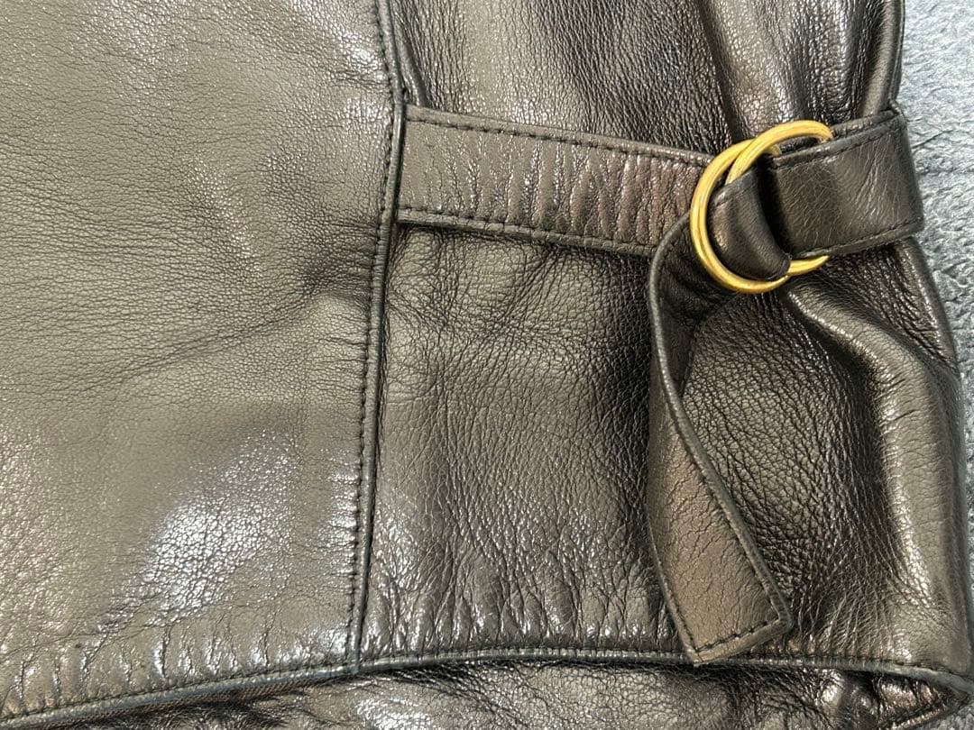 【OH】アニエス・ベー　レディースレザーダブルブレストジャケット