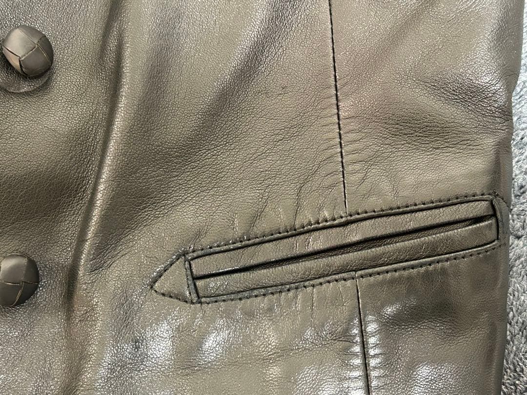 【OH】アニエス・ベー　レディースレザーダブルブレストジャケット