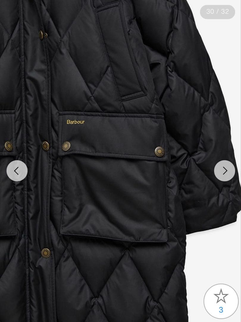 Barbour Yasminキルティング ダウン ジャケット ロング　タグ有り