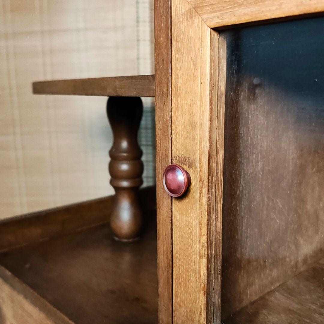 違い棚　本棚　食器棚　木製棚　ガラス棚　昭和レトロ