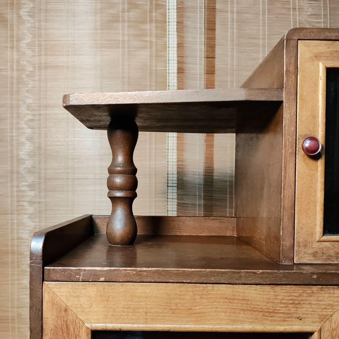 違い棚　本棚　食器棚　木製棚　ガラス棚　昭和レトロ