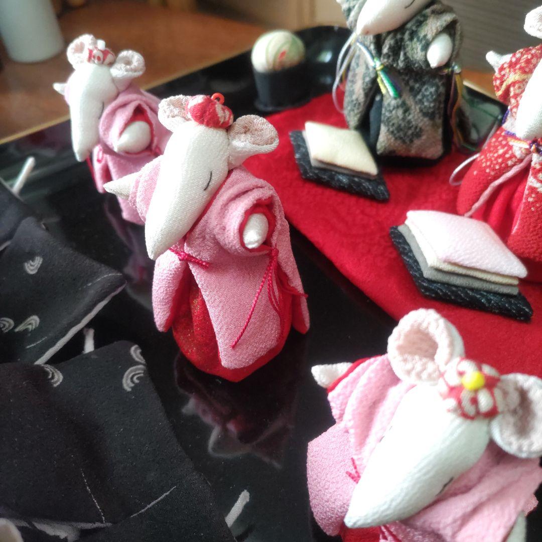 古布縮緬生地などを使ったネズミのお雛様セット