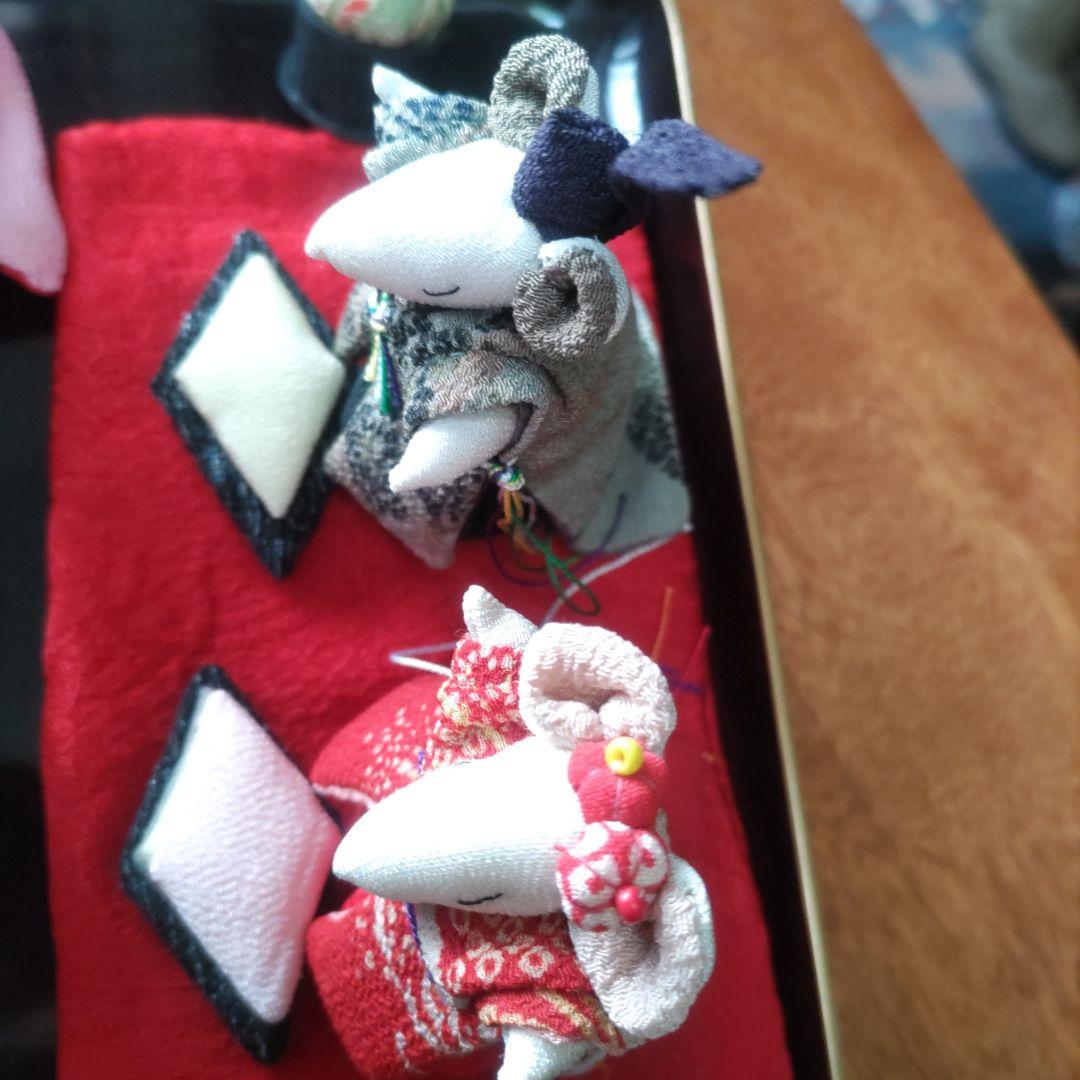 古布縮緬生地などを使ったネズミのお雛様セット