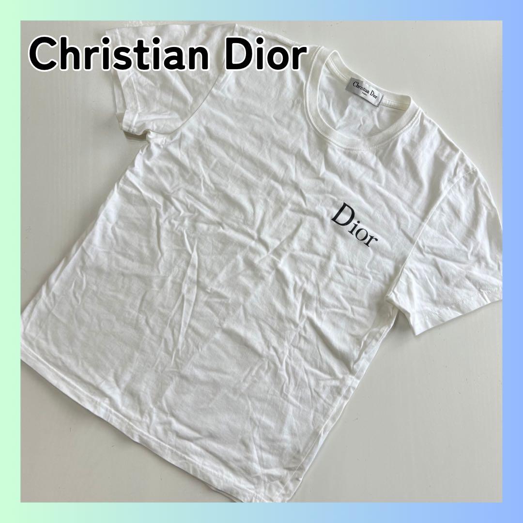 美品　クリスチャンディオール　Tシャツ　ホワイト　Mサイズ　ロゴ　シンプル