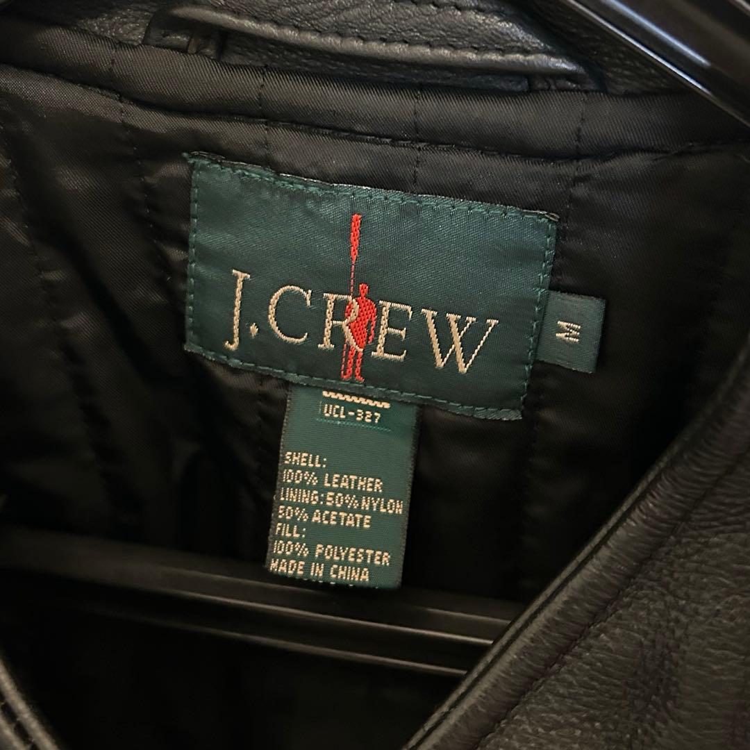 J.CREW ブラックレザーシングルライダースジャケット L