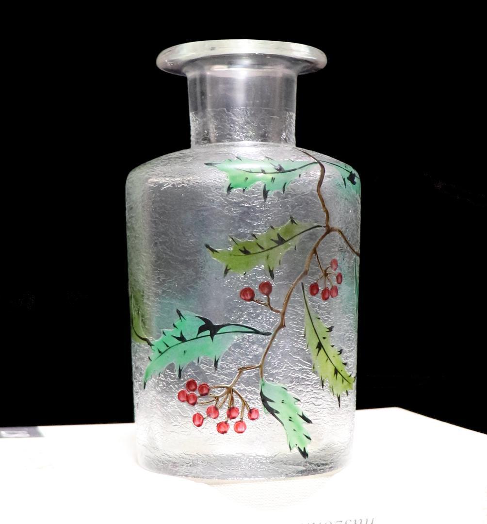 オールド・バカラ 美術館級 多色エナメル×アシッドエッチング ボトル13.1cm