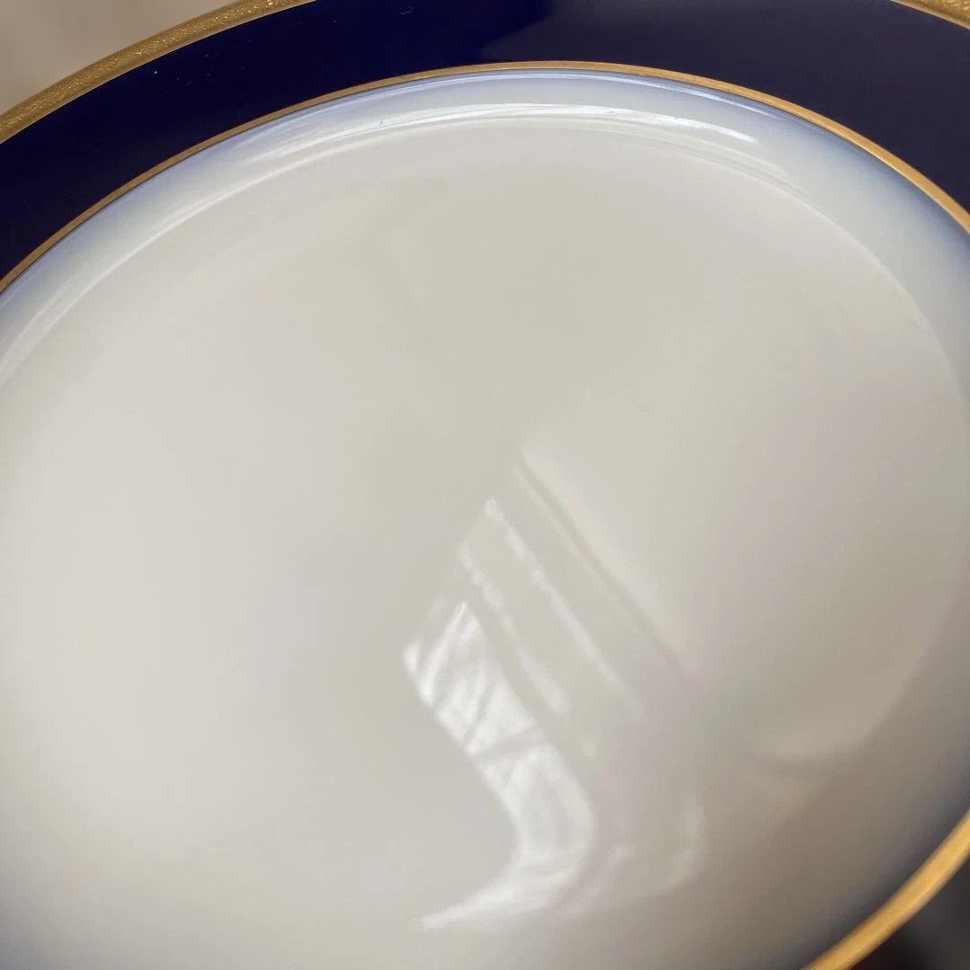 大倉陶園　20cmロイヤルブルー　金彩デザート皿　6枚組