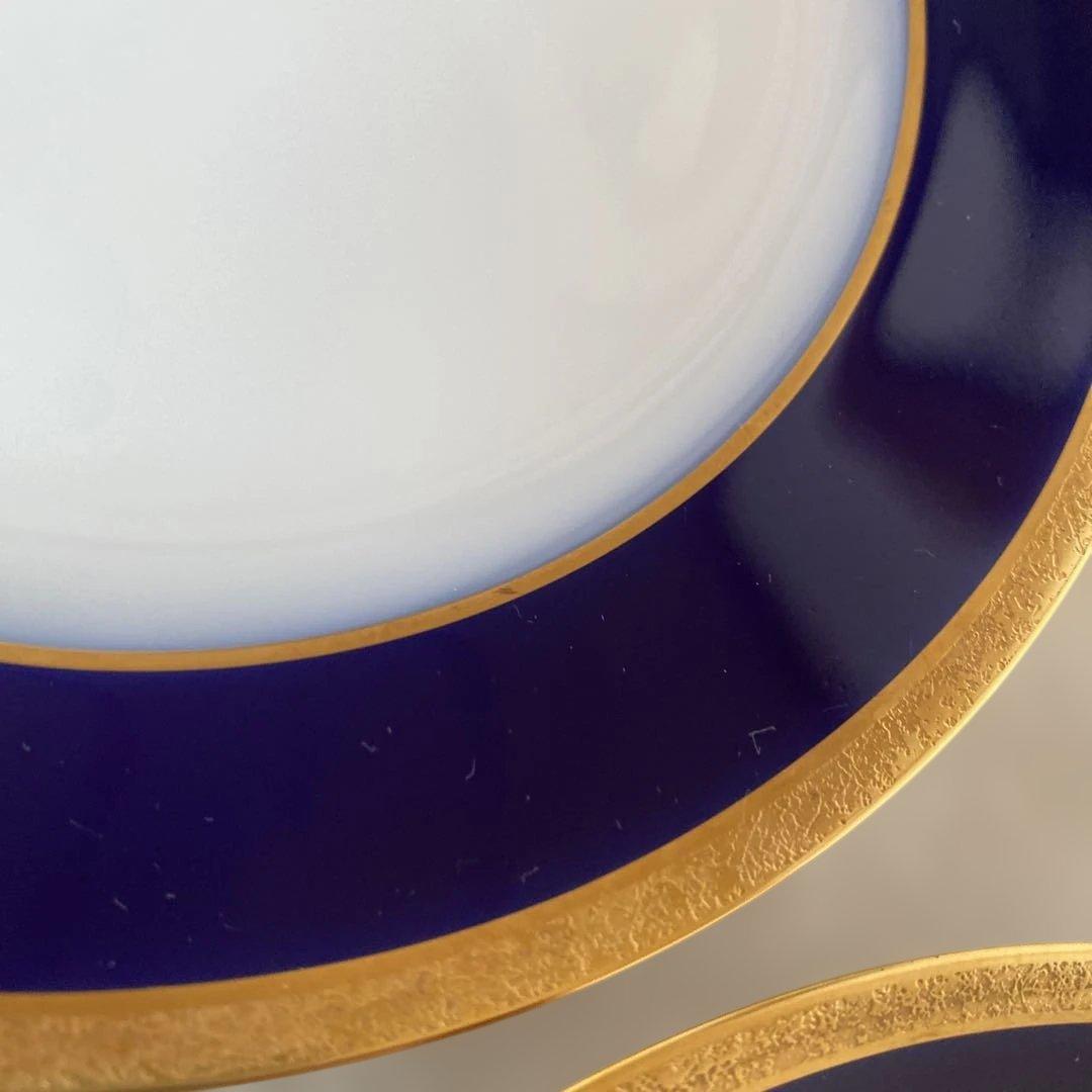 大倉陶園　20cmロイヤルブルー　金彩デザート皿　6枚組