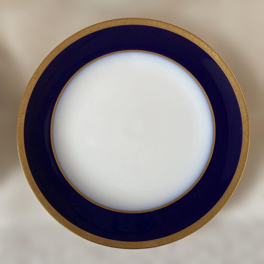 大倉陶園　20cmロイヤルブルー　金彩デザート皿　6枚組