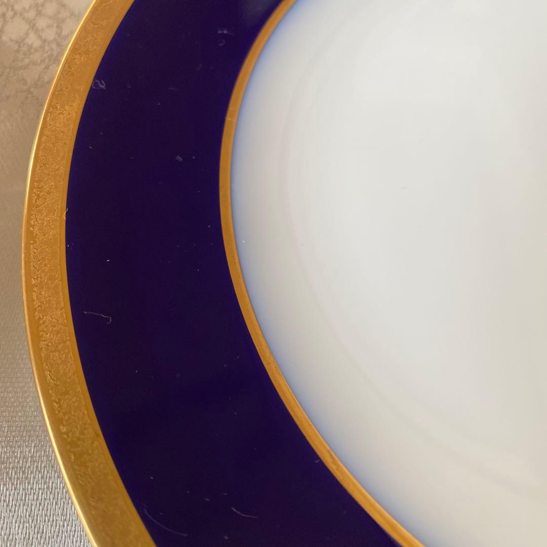 大倉陶園　20cmロイヤルブルー　金彩デザート皿　6枚組