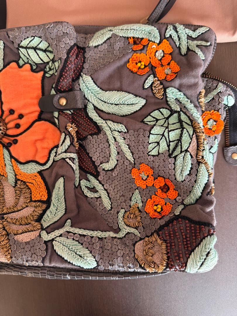 こ*る様 JAMIN PUECH ジャマンピエッシュ　花刺繍　トートバッグ　袋付