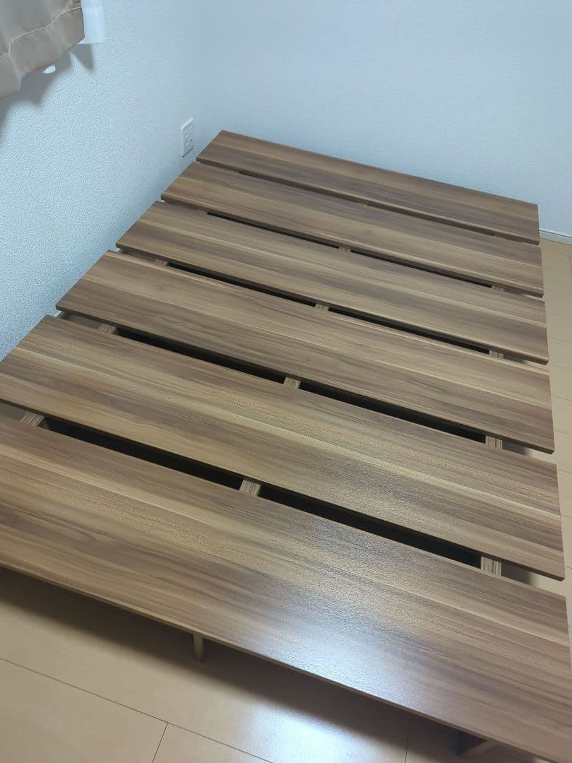 LOWYA ベッドフレーム すのこ セミダブル ダブル ウォルナット ロータイプ