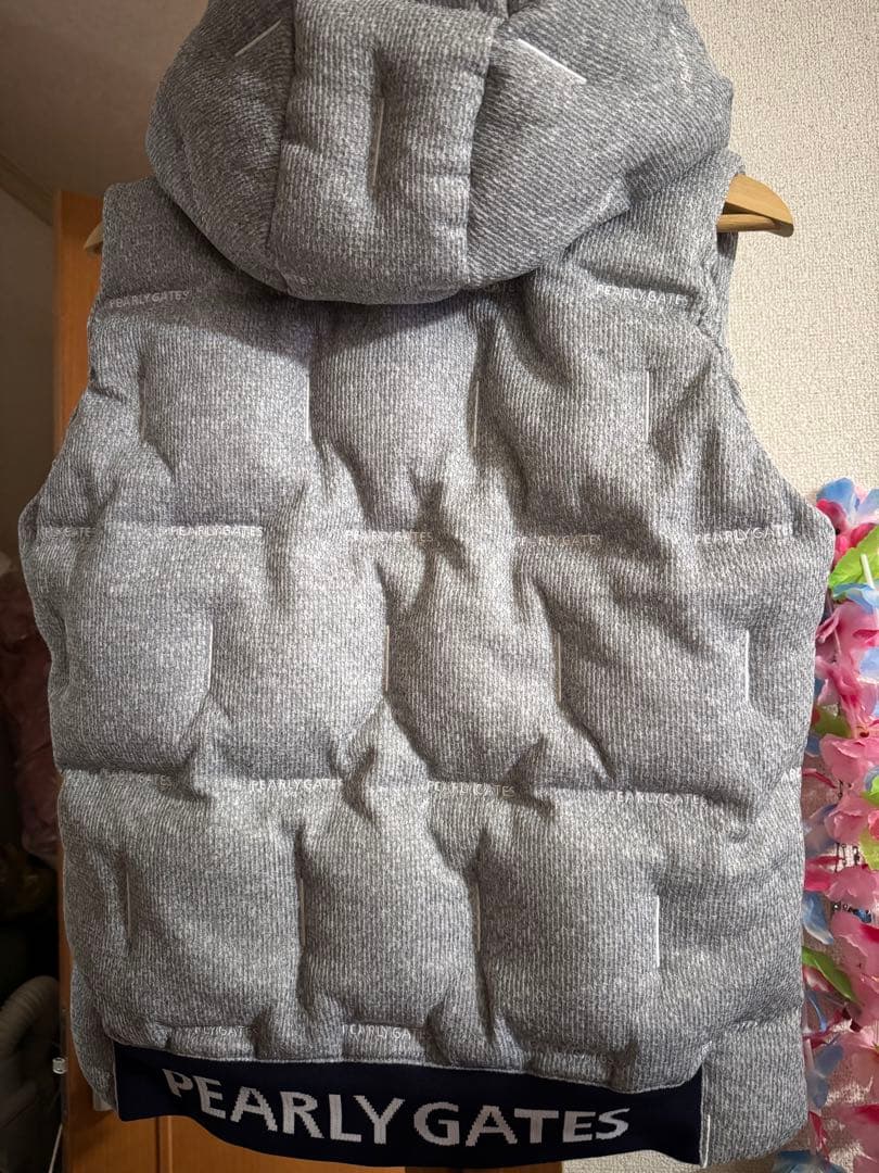 PEARLY GATES フード付きダウンベスト グレー