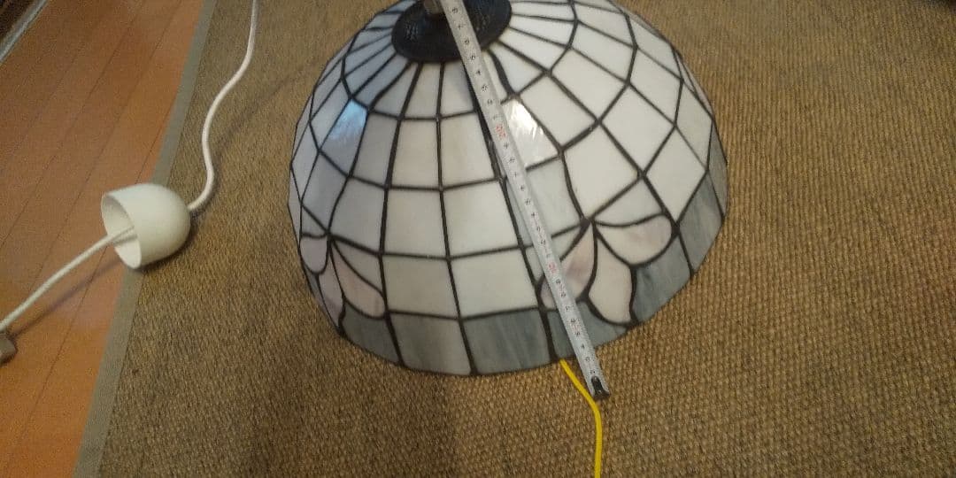 ハンドメイド最安値ステンドグラス3灯式ペンダントライト昭和レトロ　ステンドグラス