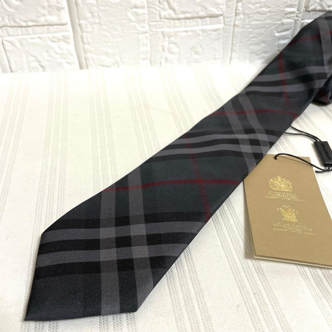 未使用品 BURBERRY バーバリー ネクタイ グレー ノバチェック