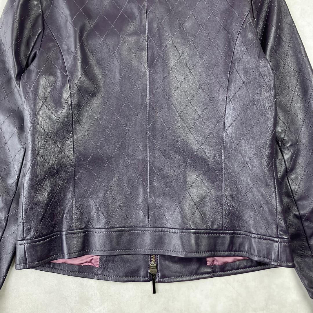 美品　AMACA　アマカ　ラムレザージャケット　ライダース　ノーカラー　674