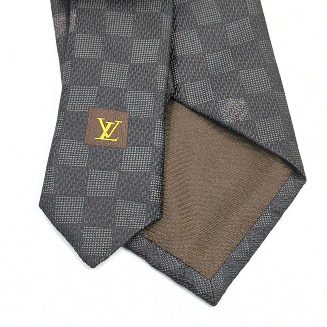 美品✨️Louis Vuitton　 ブラック/ダークグレー ダミエ柄　ネクタイ