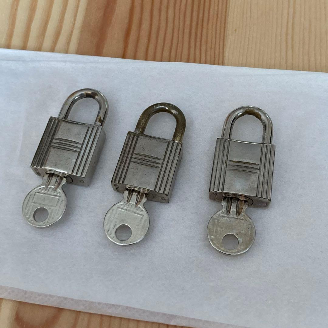 HERMES　エルメス　シルバーカデナ　パドロック　3個セットまとめ