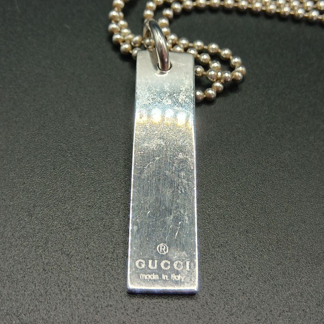 GUCCI プレート型ネックレスダブルボールチェーン 24g Silver925
