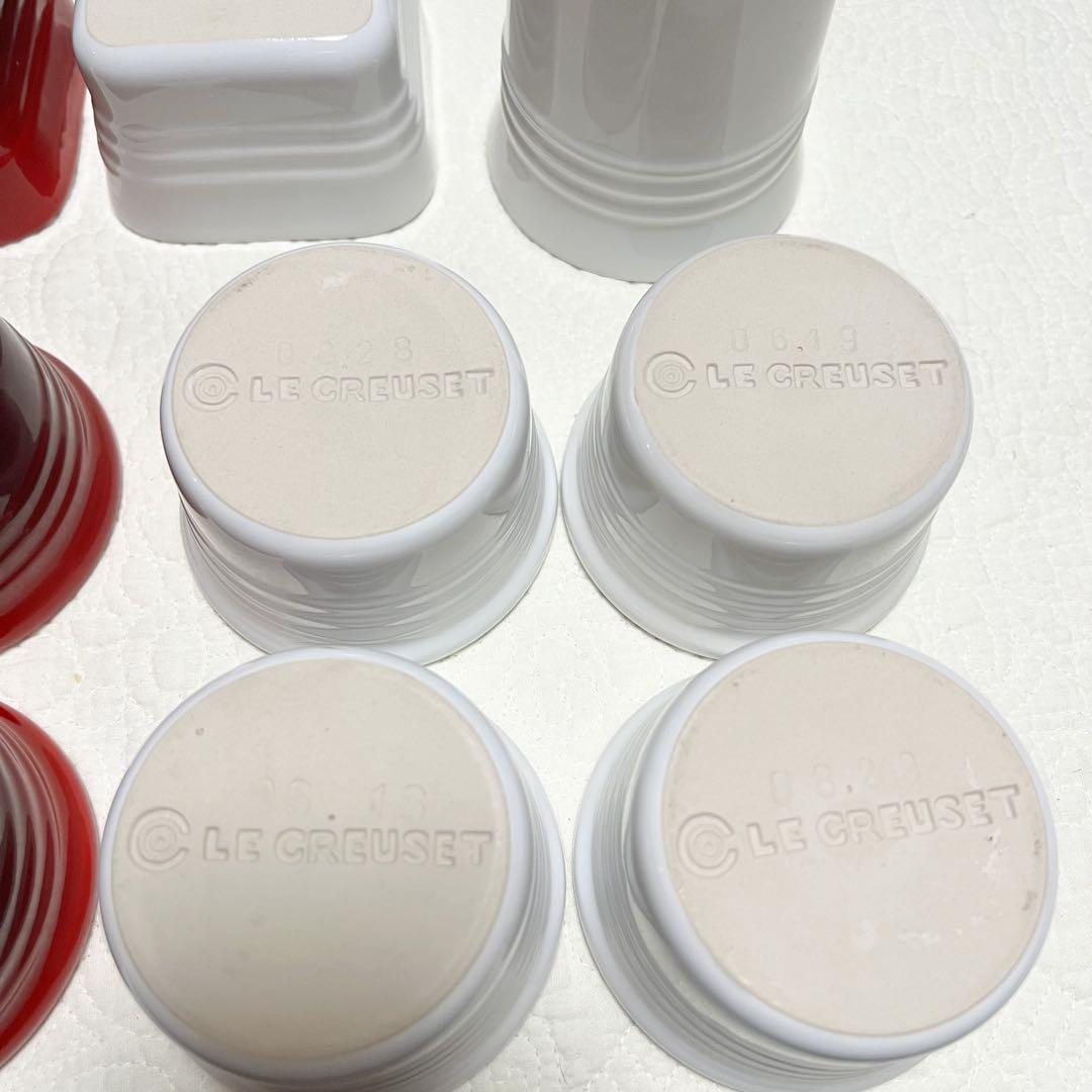 ㉟ルクルーゼ ラムカン カレ ユーテンシル 11点セット ホワイト レッド