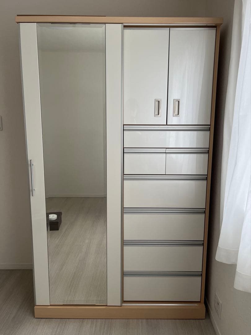 ミラー付き ワードローブ 収納タンス