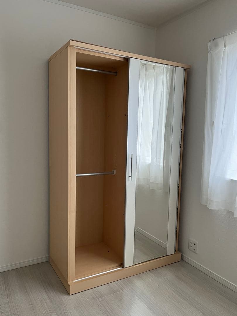 ミラー付き ワードローブ 収納タンス