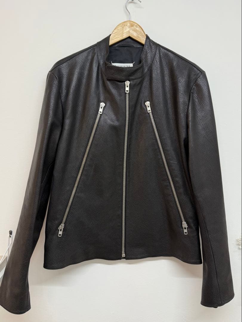 メゾンマルジェラ ゴートレザー ハの字ライダース 48 黒
