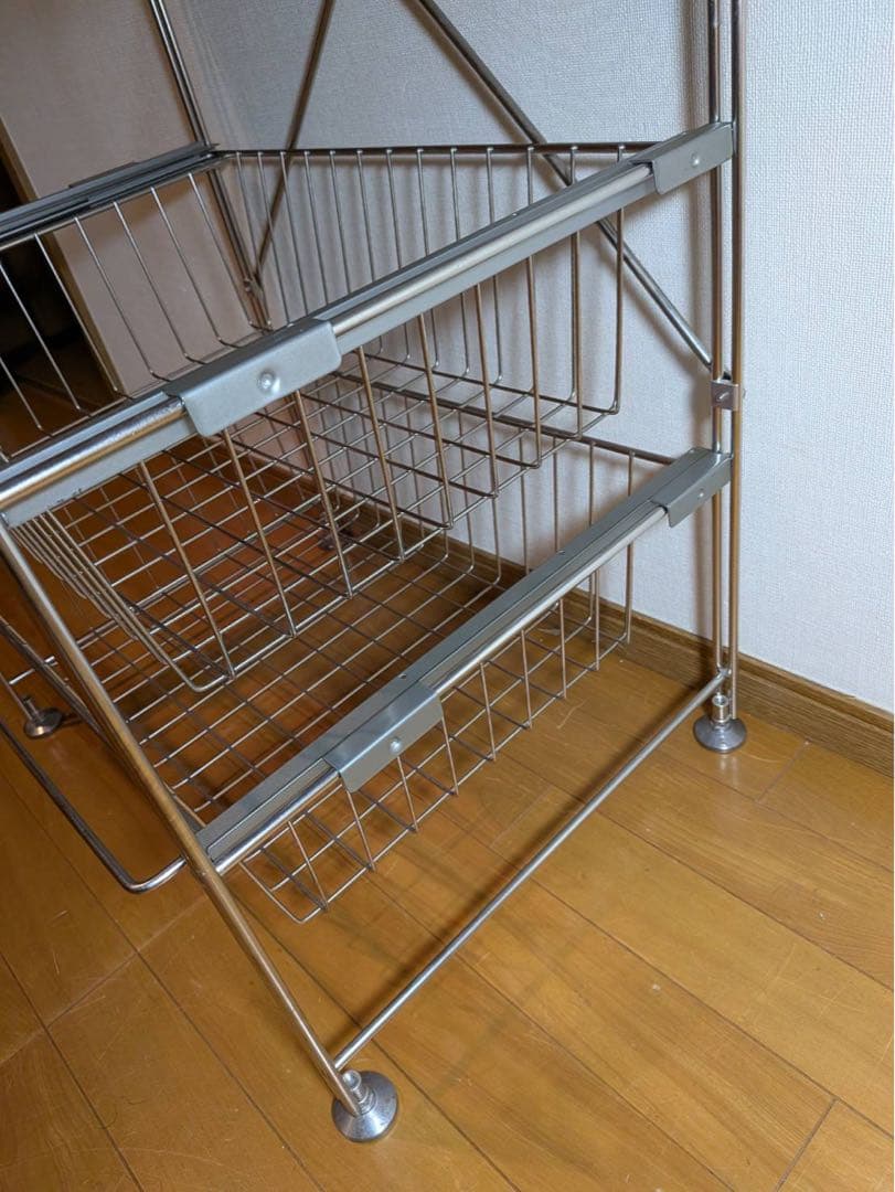 ■送料込■無印 ステンレスユニットシェルフ ステンレス棚 ワイヤーバスケット収納