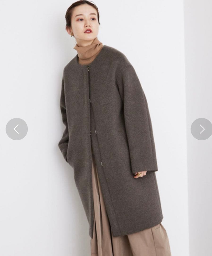 IÉNA ラムウールノーカラーコート　グレー　 38
