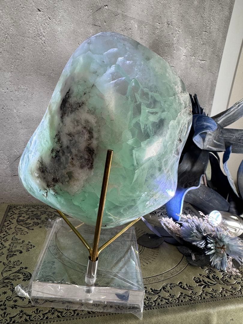 ナチュラル感ある　美しい　フローライト　ボウル2 グリーン　デンドリック入り