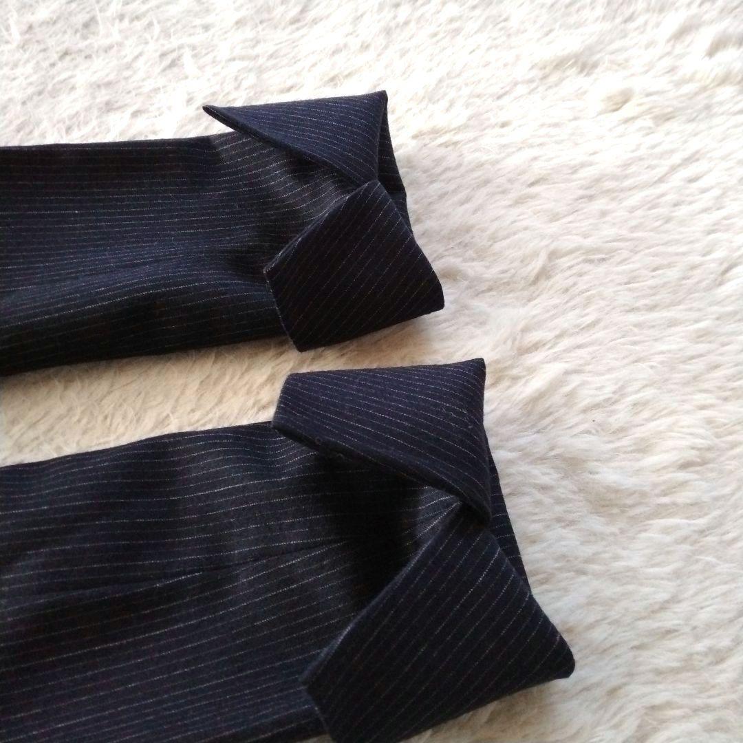 【アンタイトル】未使用 ストライプ パンツスーツ セットアップ ウール ネイビー