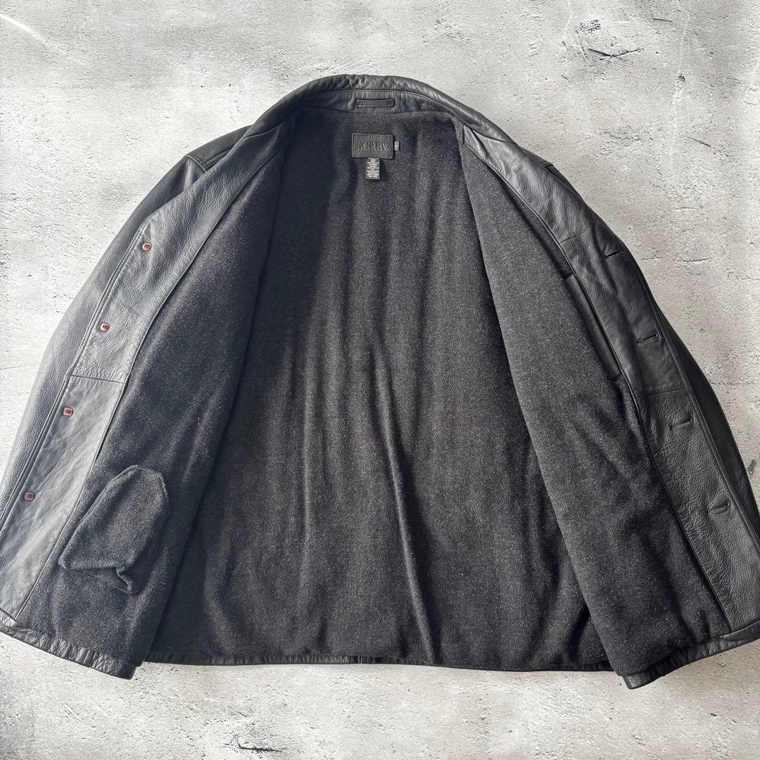 美品｜90s J.Crew レザーカーコート 本革 ブラック