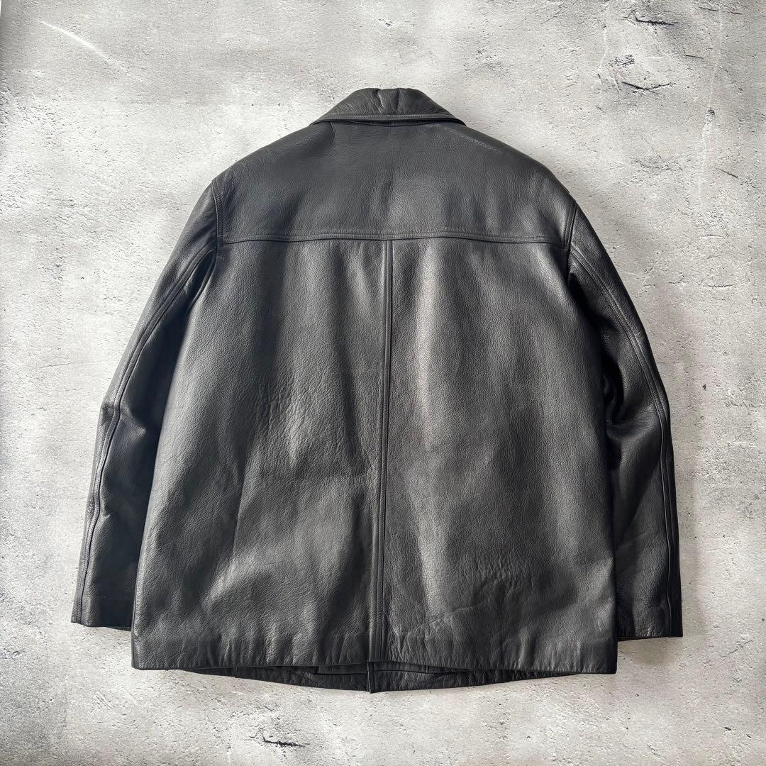 美品｜90s J.Crew レザーカーコート 本革 ブラック
