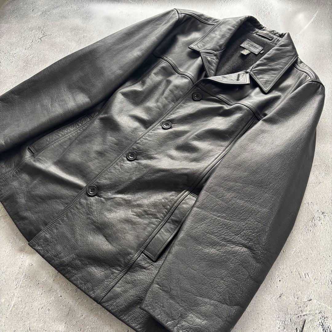 美品｜90s J.Crew レザーカーコート 本革 ブラック