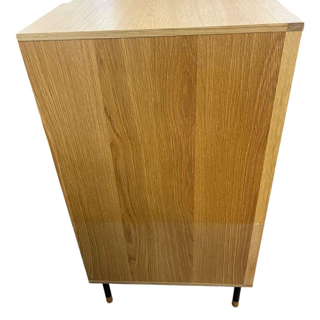 起立木工　サイドチェスト 3段 オーク無垢材 鋸目デザイン 幅60cm