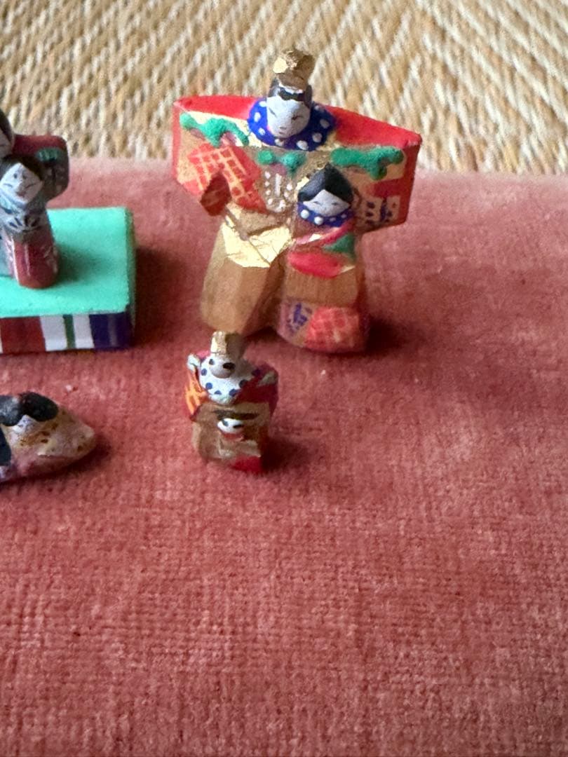 奈良一刀彫 立雛 雛人形 豆人形 4点