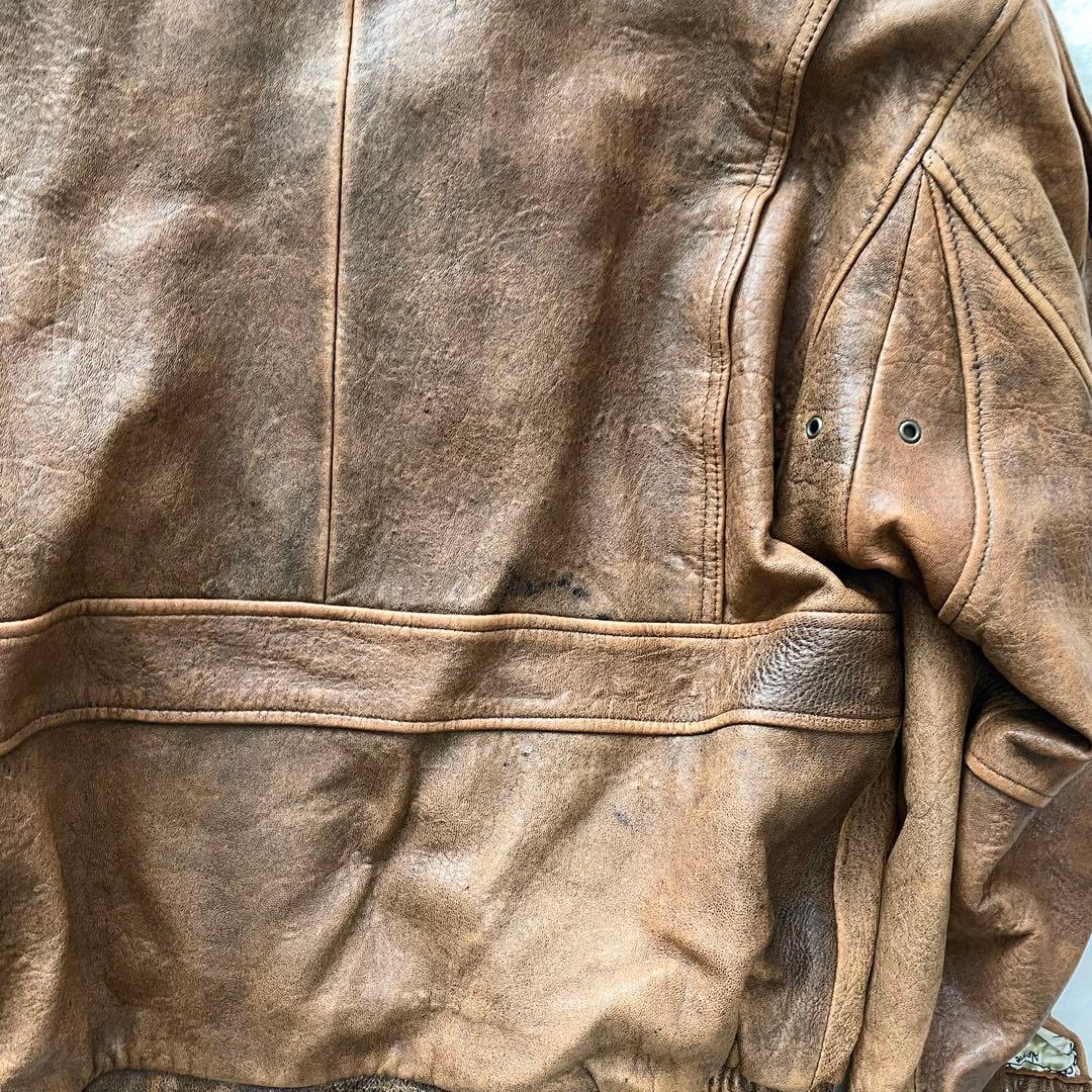 【地図柄L】VOLUNT G-1 A-2 レザー フライトジャケット　ブラウン